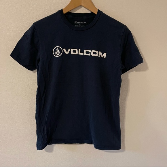 Volcom Navy Spellout Logo Graphic Tee Cotton-Small - Picture 1 of 5